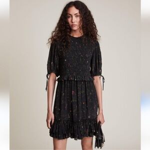 Allsaints Jaya Heligan black floral dress